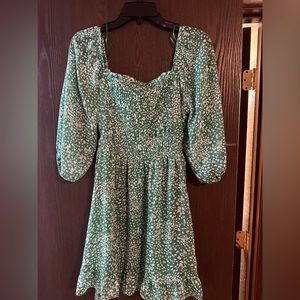 Green and White Dress